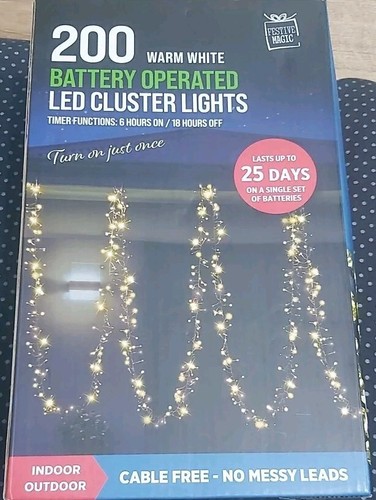 200 warm white led cluster - white,